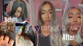 How To: Make A Cheap Synthetic Non Lace wig Look Realistic Part 1