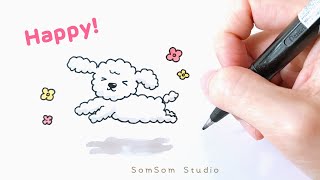 วาดน้องหมาขนฟู กระโดดน่ารักๆกันจ้า  Jumping puppy