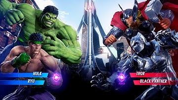 Hulk & Ryu vs Thor & Black Panther (Very Hard) - Marvel vs Capcom | 4K UHD Gameplay