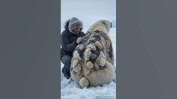 A volunteer removes barnacles and pus from an infected polar bear #polarbear #sealife