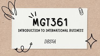 MGT361 International business Role play group assignment