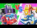 Super spiderman truck is taken by evil robot   robot  police car transform  robofuse