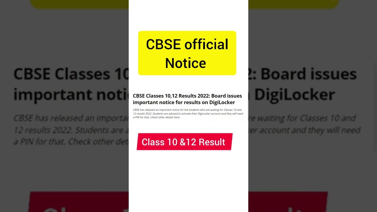 CBSE official notice for result class 10 & 12 | CBSE result 2022 | CBSE latest news 
