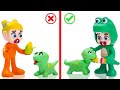 Kids Take Care of Little Dinosaur 💟 LIVE Dibujos Animados De Animación Stop Motion