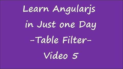 Introduction to AngularJS : Learn AngularJS in One Day: Table-Filter-Video 5