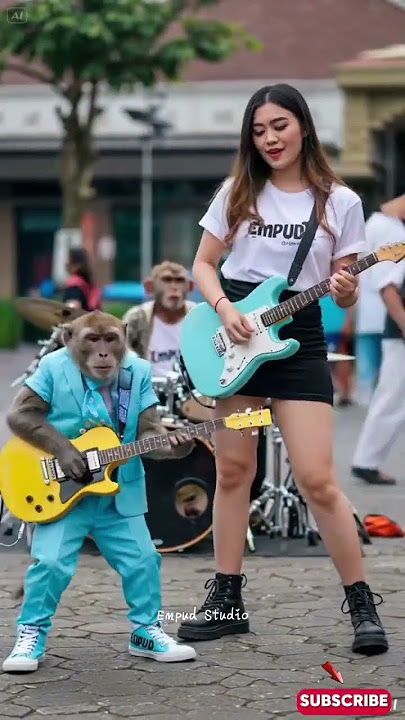 Viral Monkey Playing Electric Acoustic Guitar #empudstudiogrup #empudstudio #shorts
