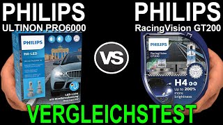 PHILIPS Ultinon Pro6000 vs RacingVision GT200 TEST | LED gegen Halogen Vergleich Testbericht