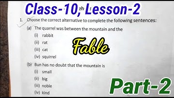 Class 10 English lesson 2 Fable Solved Exercise ||