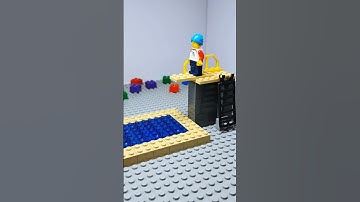 💥Extreme jump into the pool! Funny lego stopmotion video.