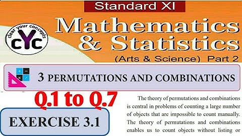 Exercise 3.1 (Q.1 to Q.7) | Permutations and Combination |Class 11 | Maths part 2| Maharashtra board