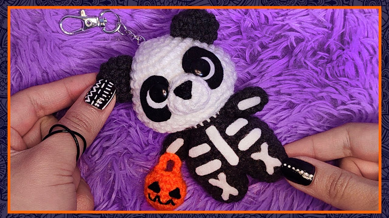 Tutorial Llavero Oso Panda Halloween Tejido Paso a Paso💜✨