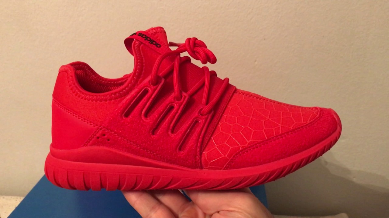 red tubular shoes
