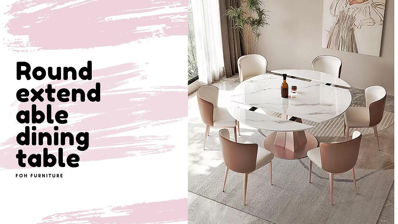 Modern 7-Piece Round Table Dining Set with Modern Edgy Base – FOH-MSTT006 | FOH Furniture YouTube player