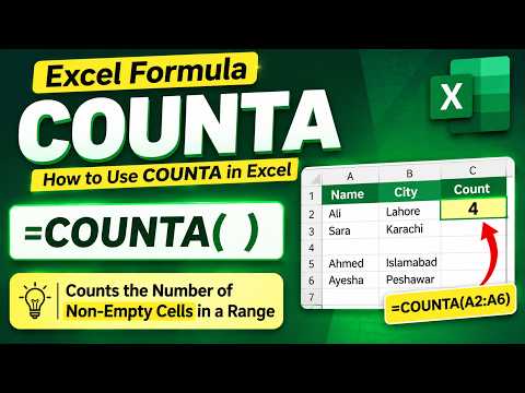 How to Use COUNTA Formula / Function in Excel | Count Non Empty Cells Instantly! #Corporatewithsoban
