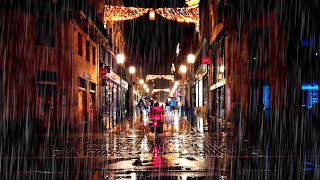4K ASMR Relaxing Rain Walk Christmas light [Noiseless] | Rain sounds for sleeping