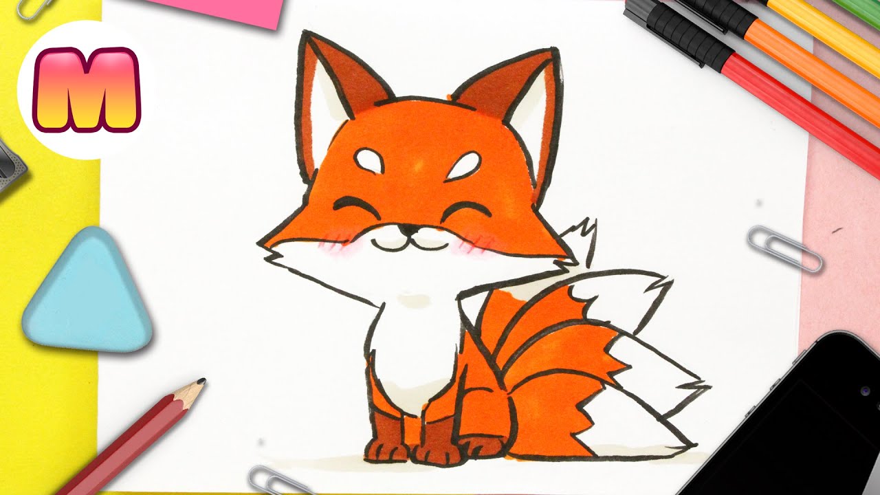 COMO DIBUJAR UN ZORRO DE 4 COLAS KAWAII - dibujos kawaii faciles - Aprender  a dibujar animales - YouTube