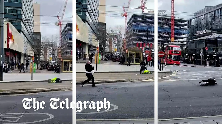 Pedestrians blown over by strong winds as Storm Eu...