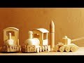 Деревянные игрушки паровозы, танк и ракета