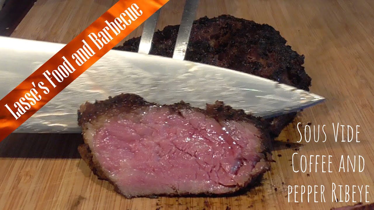 Best ever Sous Vide Pepper and Coffee marinated Ribeye. Seared on the weber kettle.