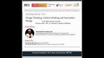 Workshop on "Design Thinking, Critical thinking and Innovation Design” by IIC  Parul University