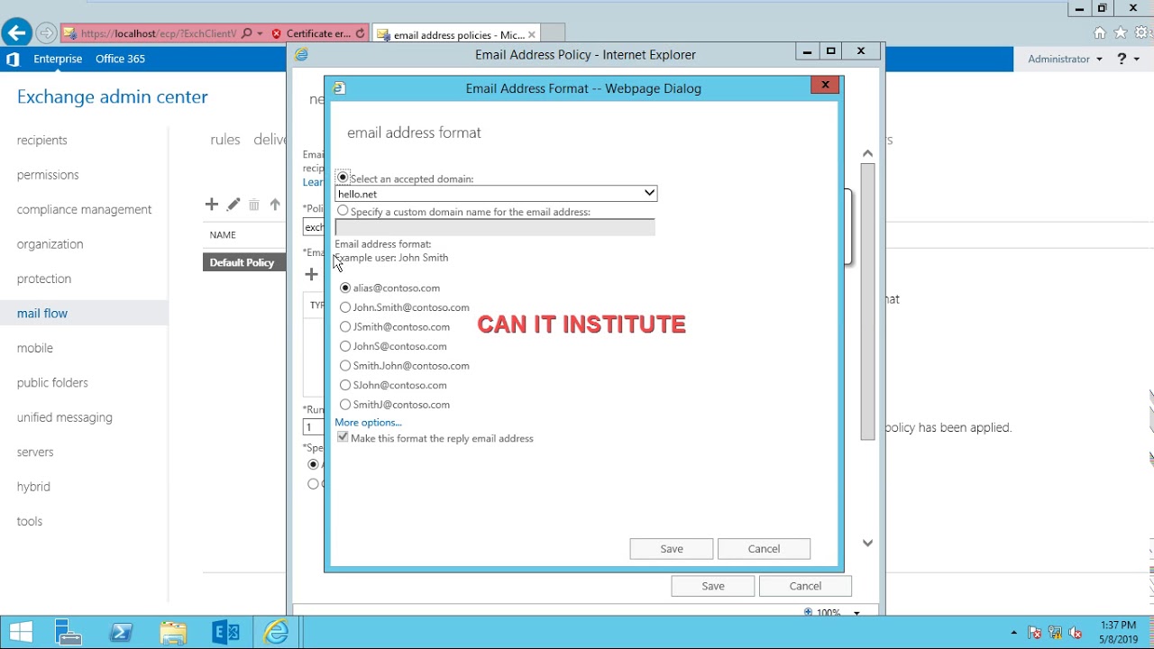 Email policy Exchange server 2016 - YouTube