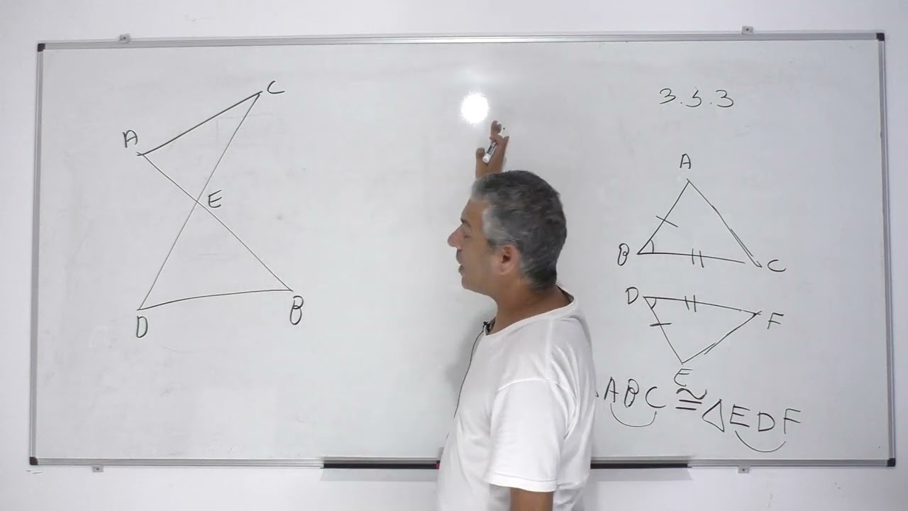 קורס גיאומטריה-חפיפת משולשים שיעור 1-משפט חפיפה צלע זוית צלע