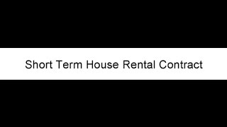 Short Term House Rental Contract