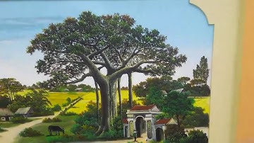 Vẽ tranh tường đồng quê sơn thủy trong sân nhà tại Hoàn Kiếm, Hà Nội – Vẽ tranh nghệ thuật cực đẹp L