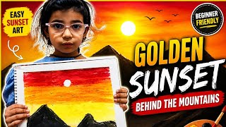 Easy Golden Sunset Painting for Beginners 🌄 | Step-by-Step Art Tutorial #bydivyanshi