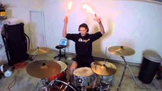 Burn   Drum Cover with Fire Sticks