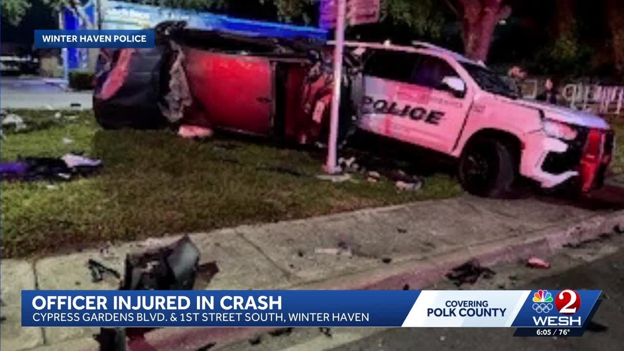 Winter Haven police officer injured while responding to 911 call - YouTube