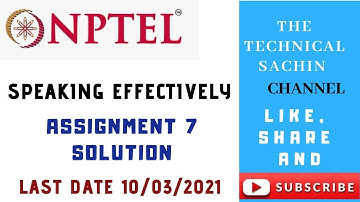 NPTEL Speaking Effectively || Assignment-7|| Solution||Week-7|| Online Course 2021||