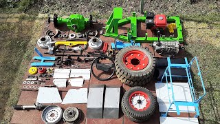 Mini tractor construction kit for 120 parts!