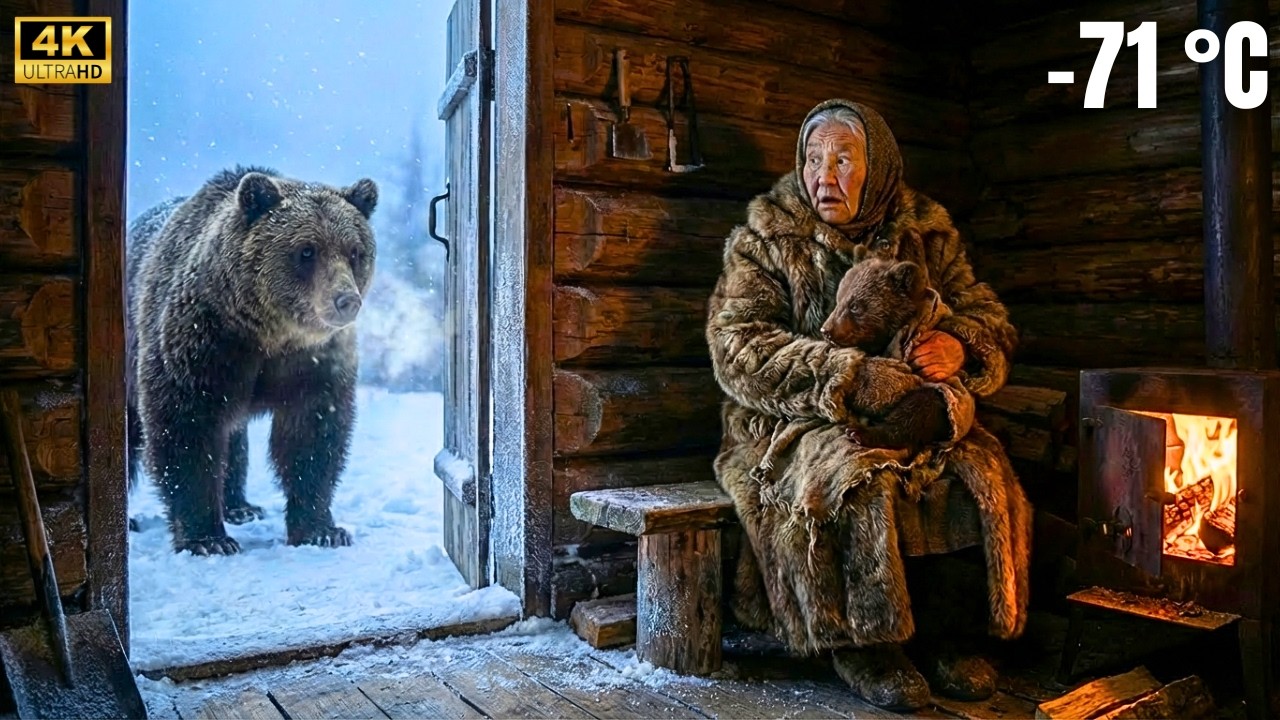 A Brown Bear Pushed the Cabin Door… and Left Her Cub at Her Feet | Siberia, -71°C 🐻❄️