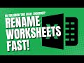Rename Excel Spreadsheets FAST!