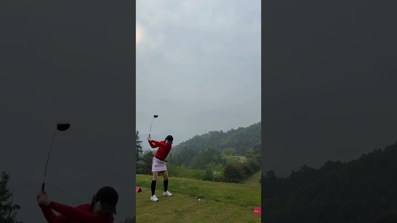 드라이버  백스윙 탑 낮게 고쳐야  함  속리산cc