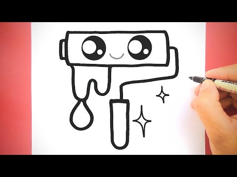 How to draw a cute Paint Roller, Draw cute things - YouTube