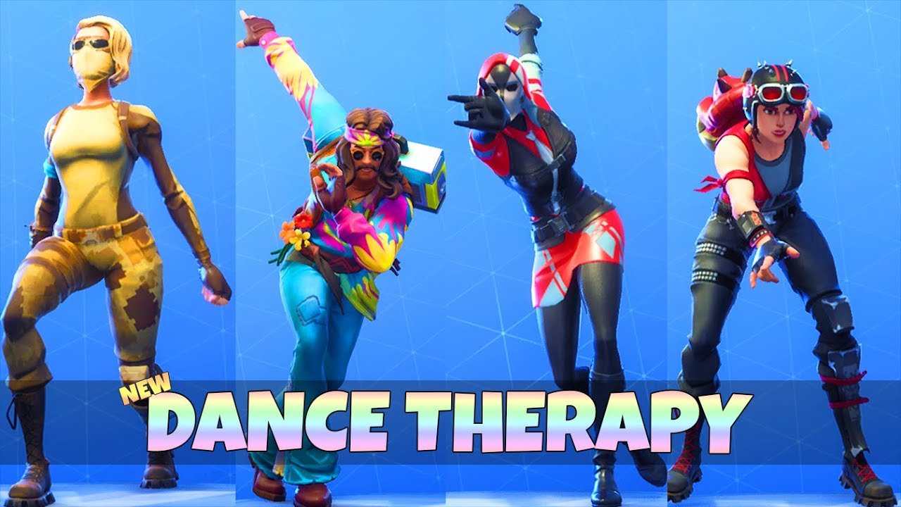 New Dance Therapy Emote With All New Skins Showcase Fortnite