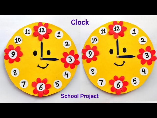 Clock model for School project | How to make clock model easy way | School Project of clock making class=