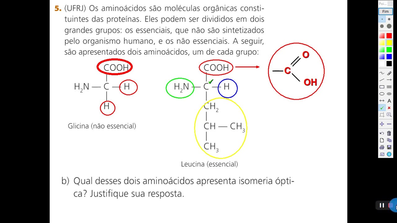 (UFRJ) Os aminoácidos são moléculas orgânicas constituintes das