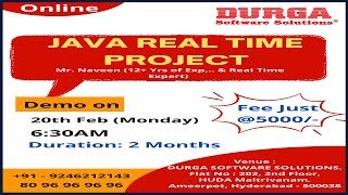 JAVA REAL TIME PROJECT Online Training @ DURGASOFT