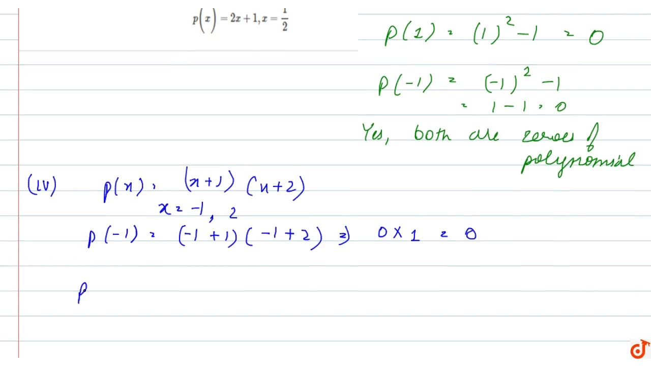 Verify Whether The Following Are Zeroes Of The Polynomial Indicated Against Them I P X 3x Youtube