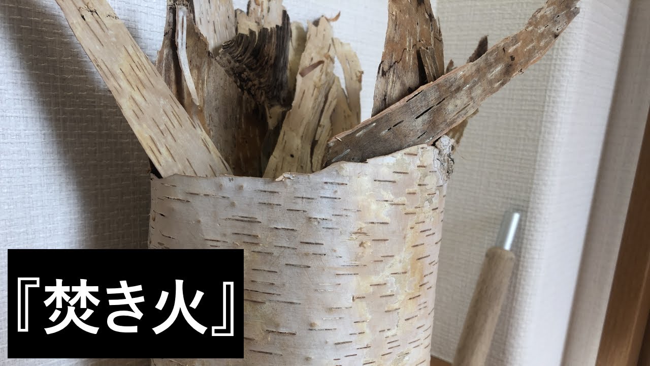 白樺樹皮の内側をナイフで削り 着火剤とインテリア小物に使う [DIY