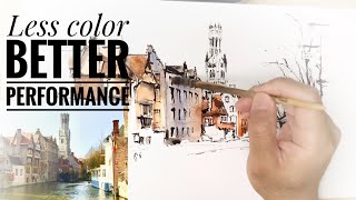 Less color Better performance/Urban Watercolor Sketch/Watercolor + Ink/Fude nib pen/Loose style