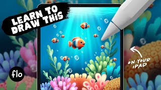 Learn to Draw this Underwater Scene on your iPad - Easy Procreate Drawing Tutorial screenshot 5