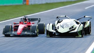 Ferrari F1 2022 F175 vs Lamborghini V12 Vision GT at Monza GP