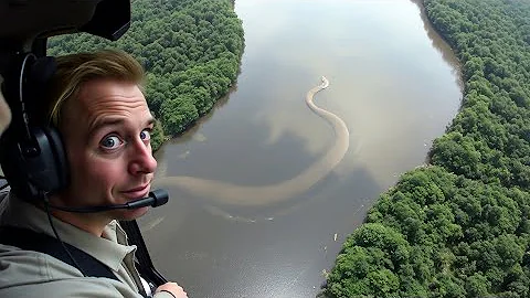 The pilot accidentally saw a giant anaconda in the Amazon River and took a picture of it right away