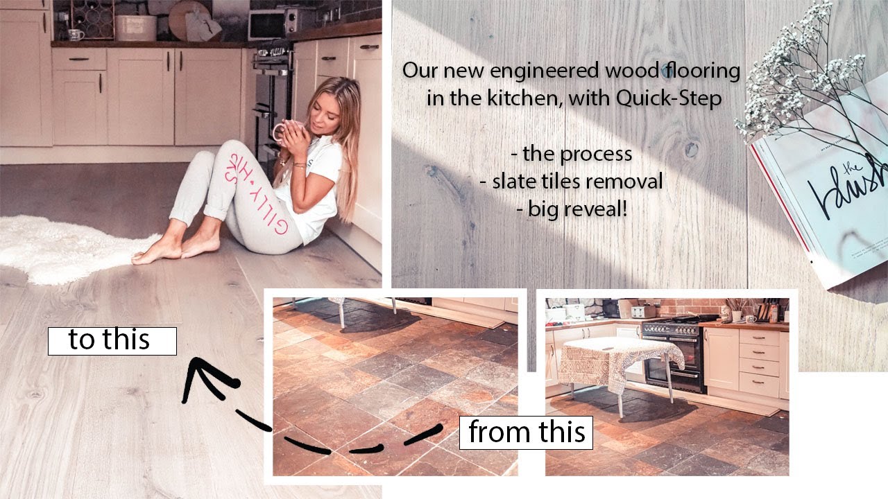 How to install engineered wood flooring in the kitchen, slate tile