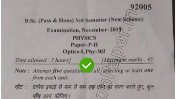 2019 Mdu BSc 3rd Sem Physics Optics Question Paper