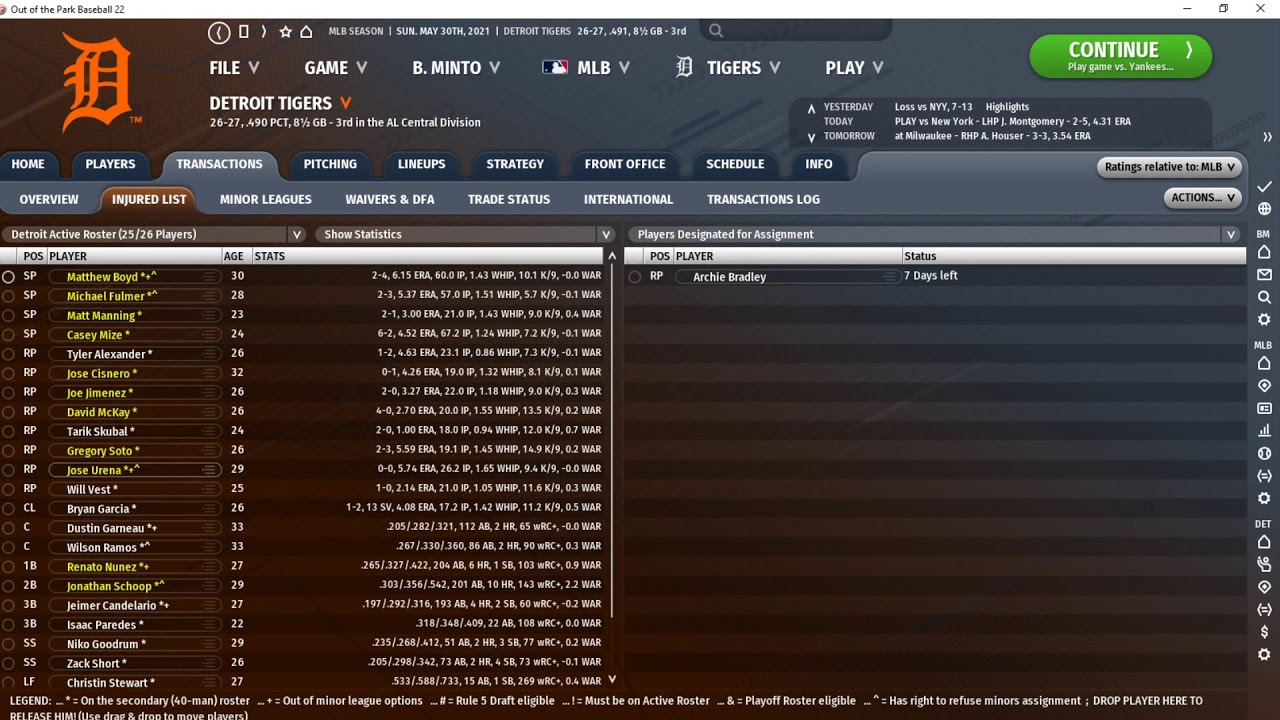 Out of the Park Baseball 22 (BETA) Rebuilding the Tigers